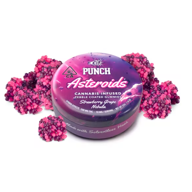 Solventless Asteroids | Strawberry Grape Nebula Pebble Coated Gummies