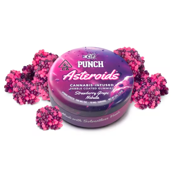 Solventless Asteroids | Strawberry Grape Nebula Pebble Coated Gummies