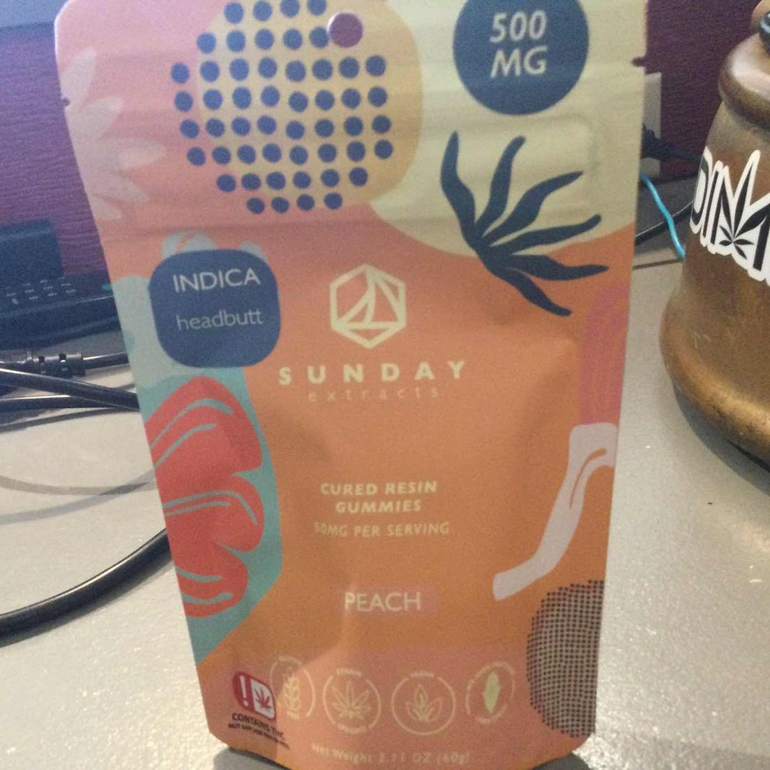Headbutt Peach Gummies Sunday 500mg