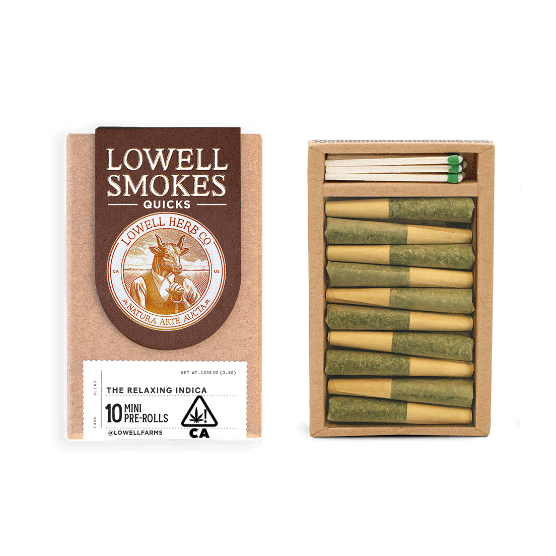 PRE-ORDER ONLY Lowell Herb Co. - Smokes 10-Pack- Pre-Roll Pack - Relaxing Indica Quicks 3.5g