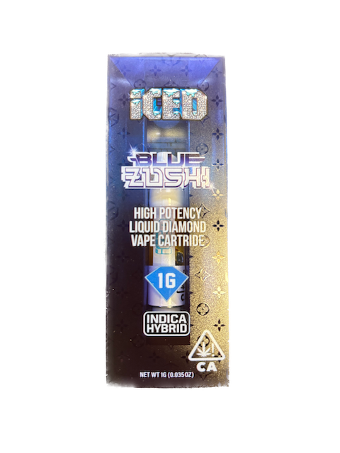 ICED Blue Zushi 1g Liquid Diamond Cartridge 80.8%