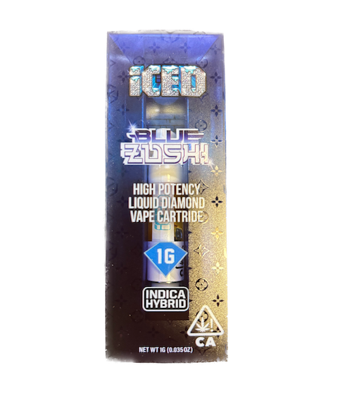 ICED Blue Zushi 1g Liquid Diamond Cartridge 80.8%