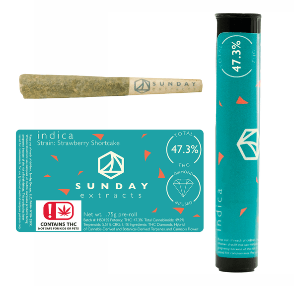 SUNDAY EXTRACTS STRAWBERRY SHORTCAKE INFUSED PREROLL .75G