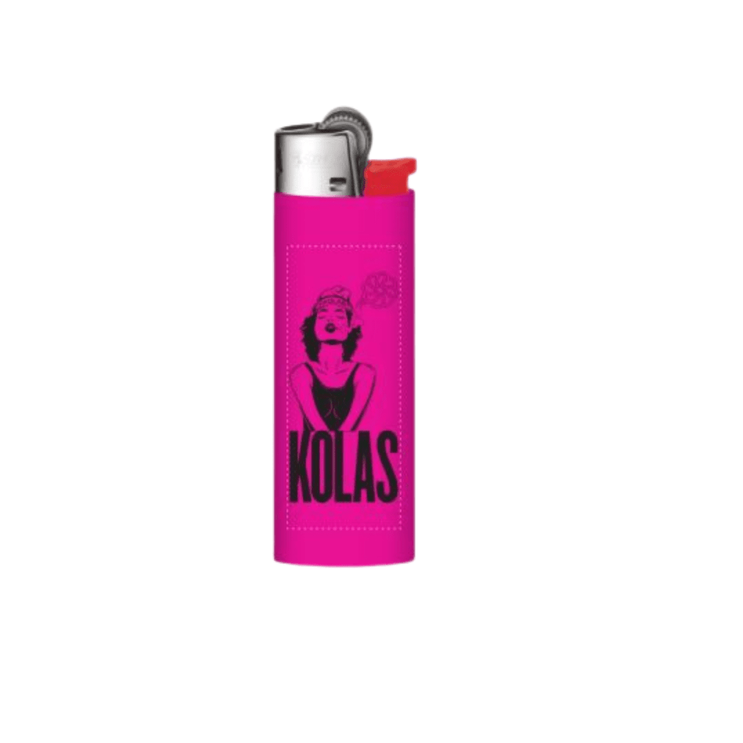 Kolas Branded Puff Pass Bic Lighter Pink