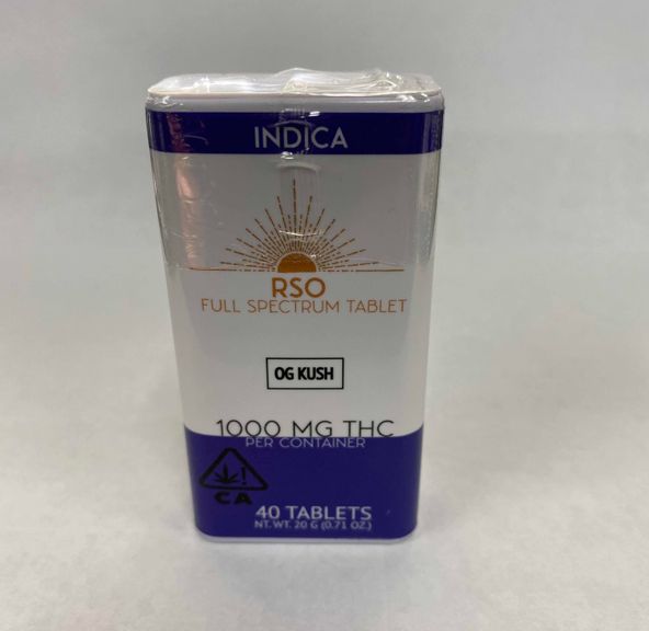 INDICA RSO Tablets 25mg OG KUSH 1000mg Per Package Emerald Bay Extracts NEW BATCH!!