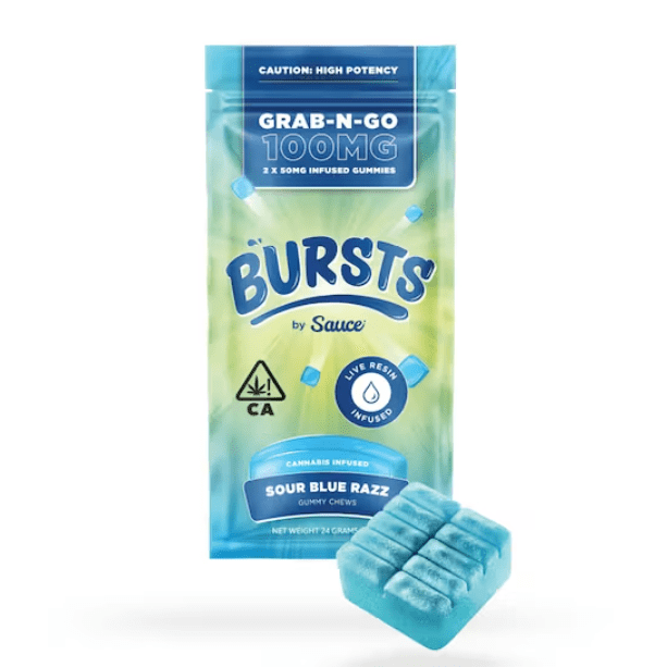 Bursts Sour Blue Razz - 100MG Live Resin Infused Edibles