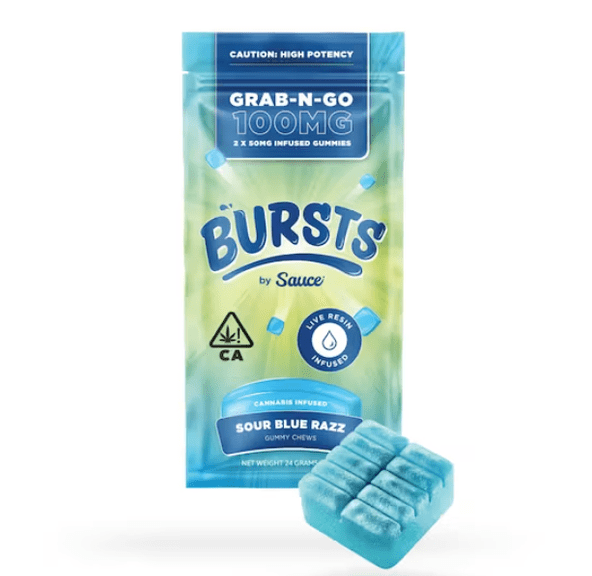 Bursts Sour Blue Razz - 100MG Live Resin Infused Edibles