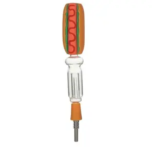 7" Hot Dog Nectar Collector w/ Titanium Nail H167