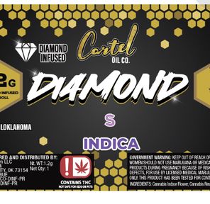 Cartel Oil Co - Diamond Infused Pre-Roll 1.2g - Indica - California Grapefruit