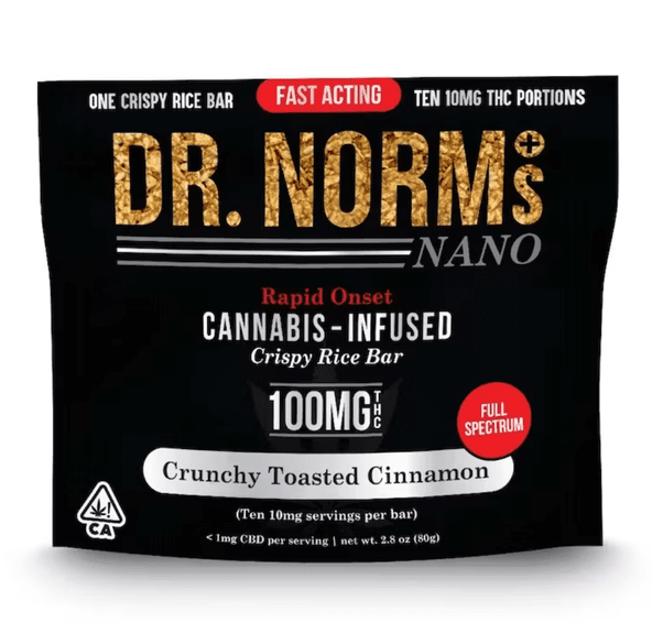 Fast-Acting Crunchy Toasted Cinnamon Crispy Rice Bar - Gluten-Free 100mg