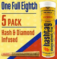 Hashtag - Tropicana Cookies x Blueberry Haze - Hash & Diamond Infused 5-Pack Pre Rolls, 3.5g