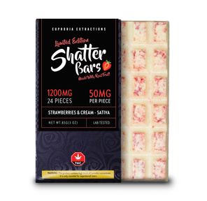 1200mg Sativa Strawberries & Cream Valentine's Shatter Bar by Euphoria Extractions