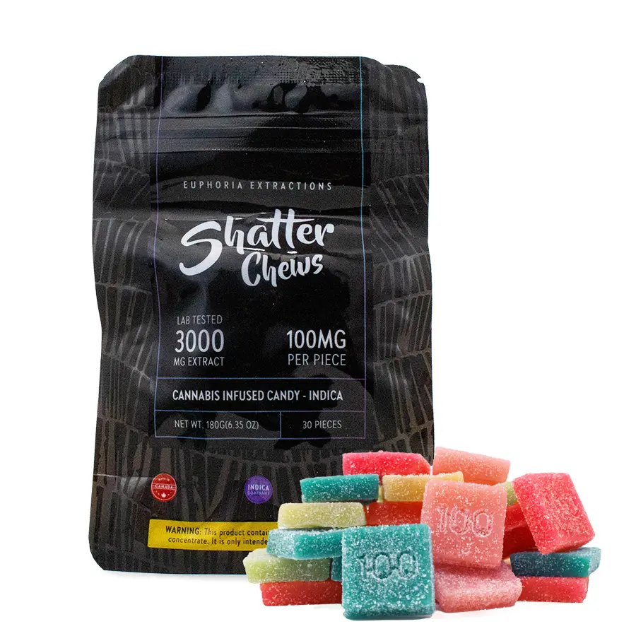 3000mg Indica Party Pack Shatter Chews by Euphoria Extractions (100mgx30)
