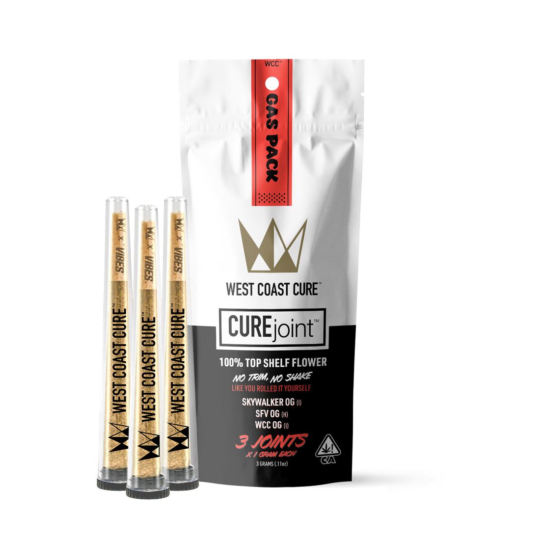 West Coast Cure - Gas Pack - Prerolls - 3pk - 3g - Indica