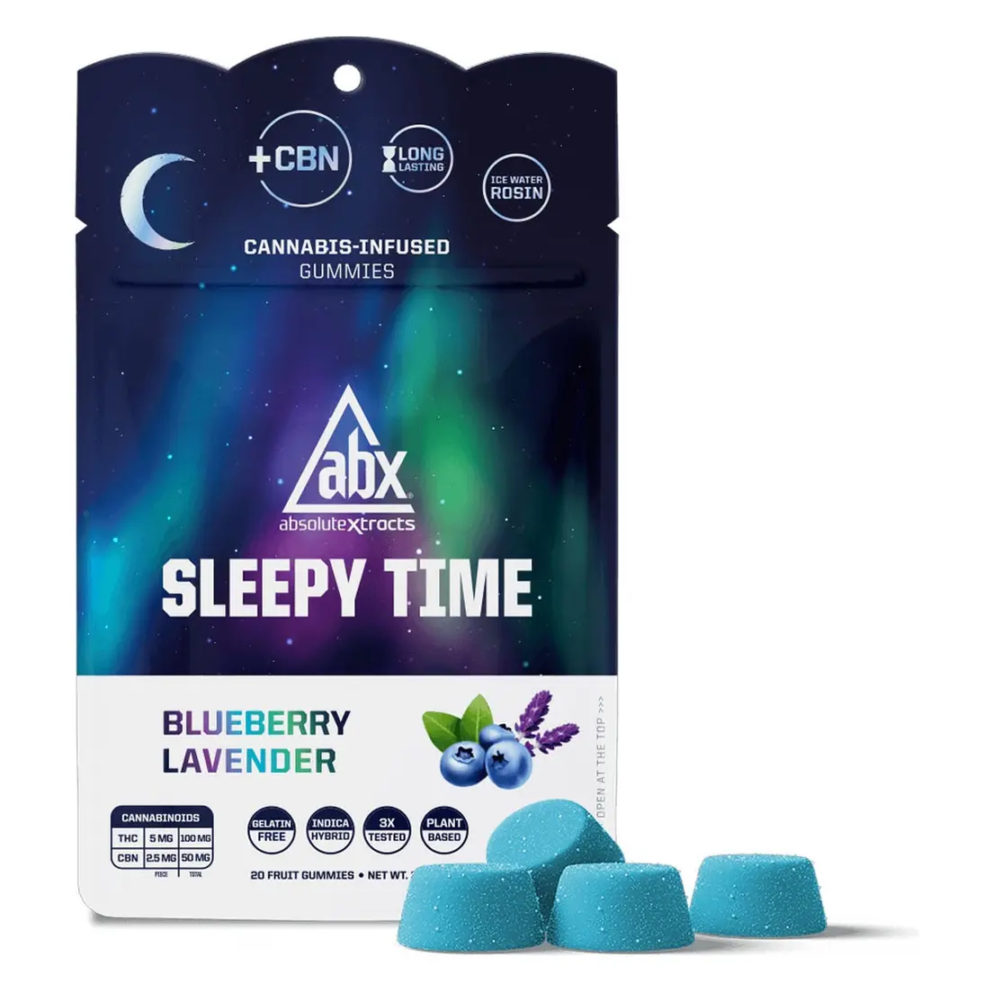 ABX - Blueberry Lavender 2:1 THC:CBN Sleepy Time Solventless Gummies - 150mg