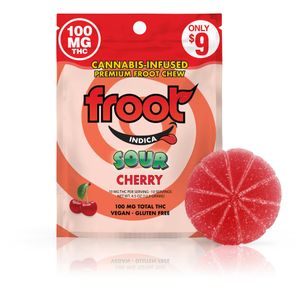 Froot Sour Cherry Gummy 100mg THC Single Cut to Dose