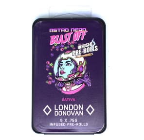 Pre Rolls | Infused | London Donovan | 5 Pack | 0.75G x 5 | Astro Nerd Blast Off | Sativa | $25.00