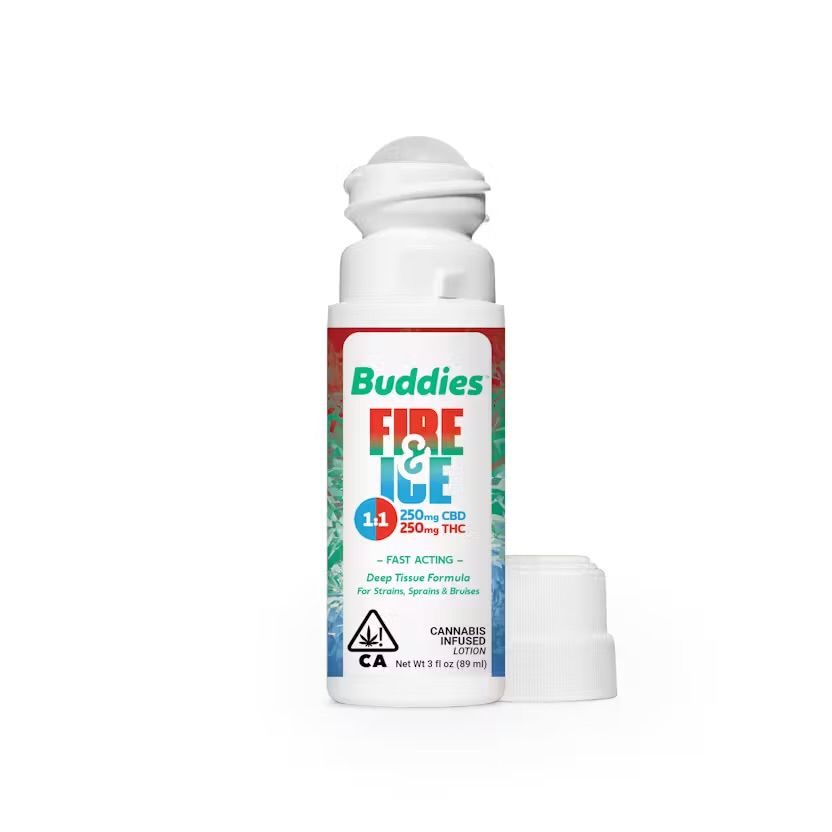 Buddies - Fire & Ice - Roll On - 1:1 250mg THC: 250mg CBD - 3 Oz