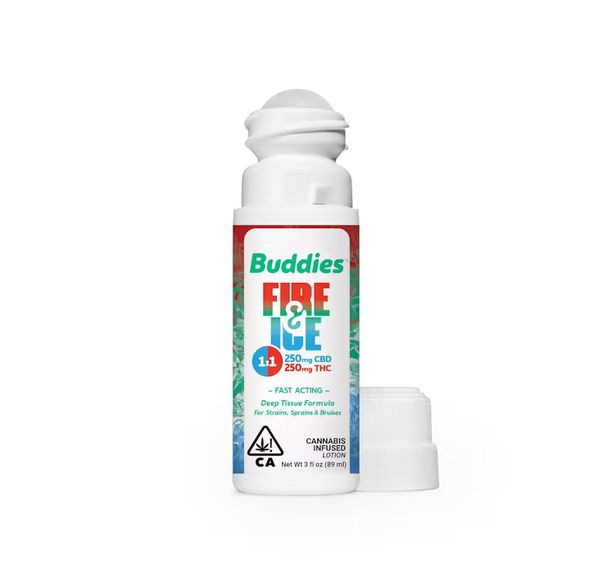 Buddies - Fire & Ice - Roll On - 1:1 250mg THC: 250mg CBD - 3 Oz