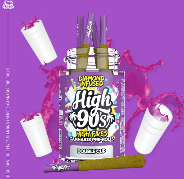 HIGH 90s - Double Cup 0.5g High Fives Diamond Infused Pre-Rolls 5 Pack 2.5g