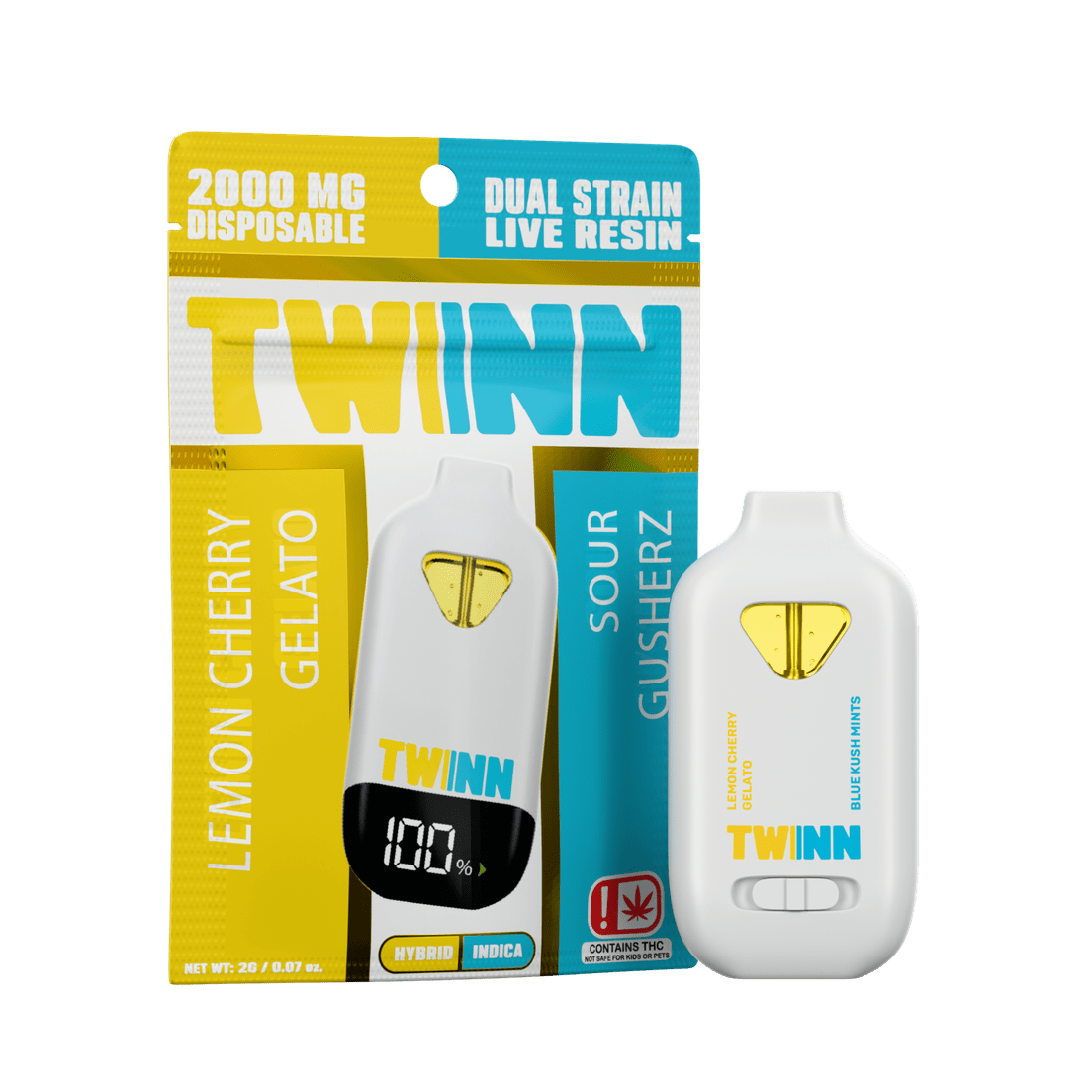 Twinn 2G Live Resin Disposable (Lemon Cherry Gelato x Sour Gushers)