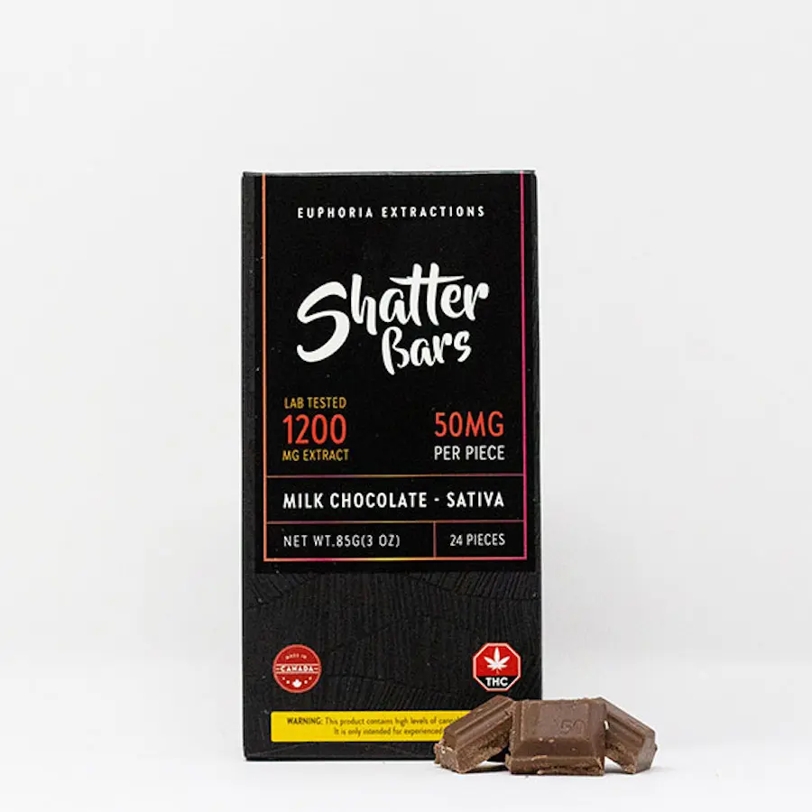 1200mg Sativa Milk Chocolate Shatter Bar by Euphoria Extractions