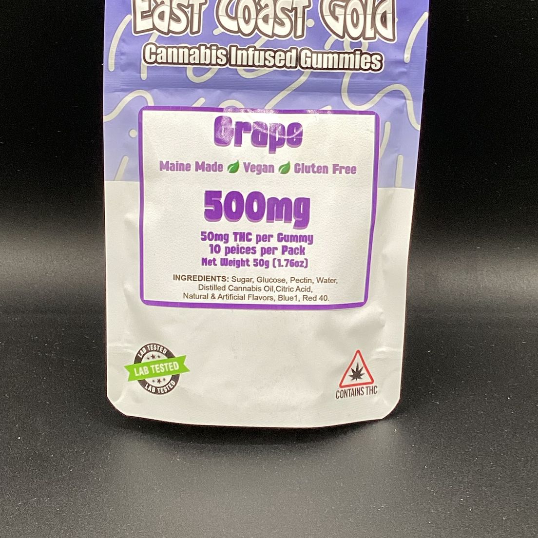 East Coast Gold- Grape- Gummies- THC- 500mg