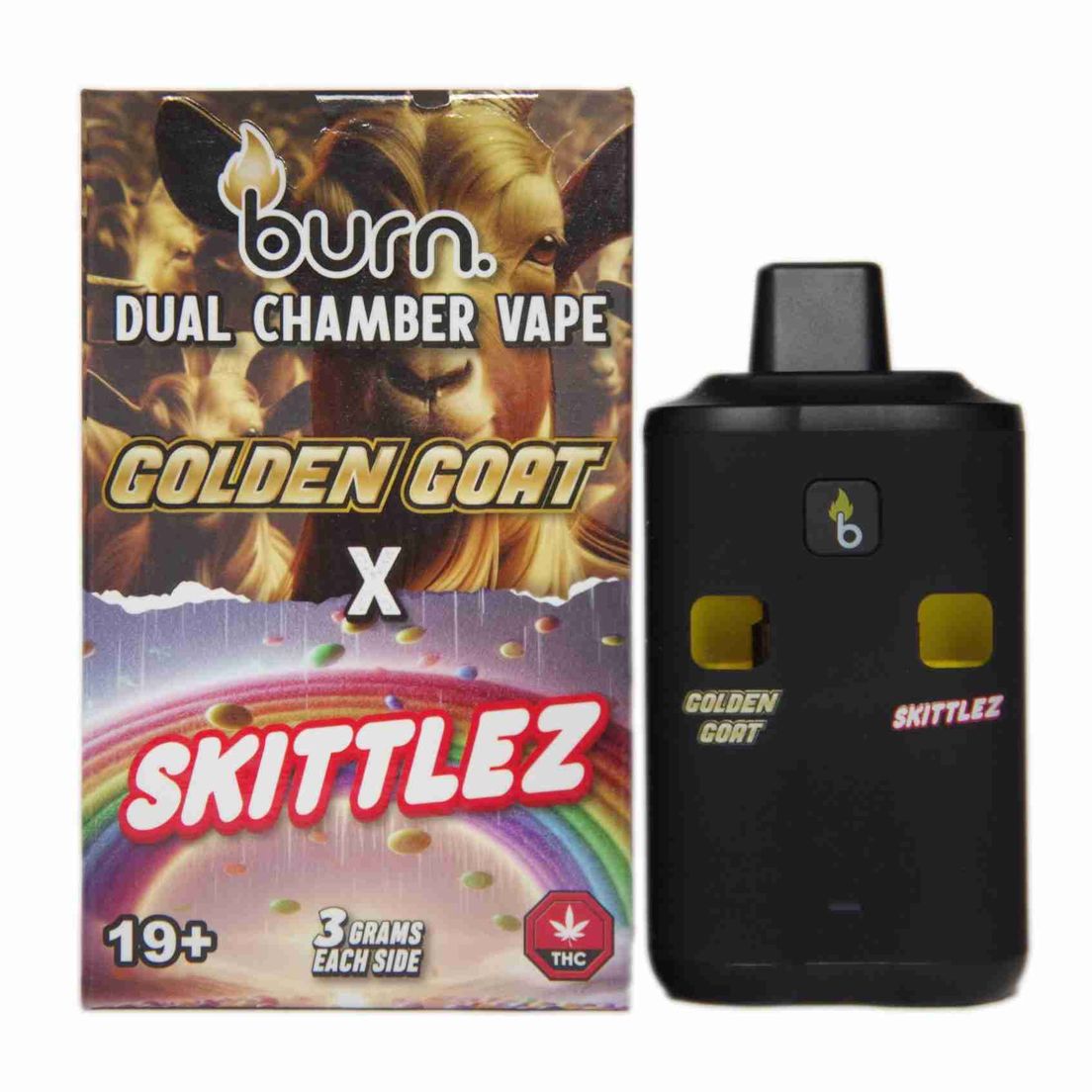 6 Gram Dual Chamber Burn Disposable – Golden Goat + Skittlez (3+3 Gram)