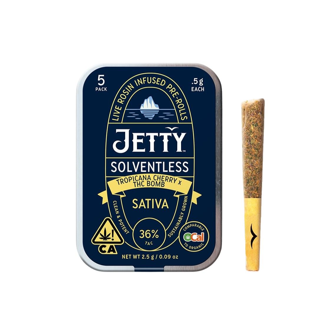 Jetty Solventless Infused Pre-roll 5pk Tropicana Cherry x THC Bomb 2.5g