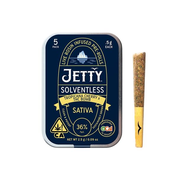 Jetty Solventless Infused Pre-roll 5pk Tropicana Cherry x THC Bomb 2.5g