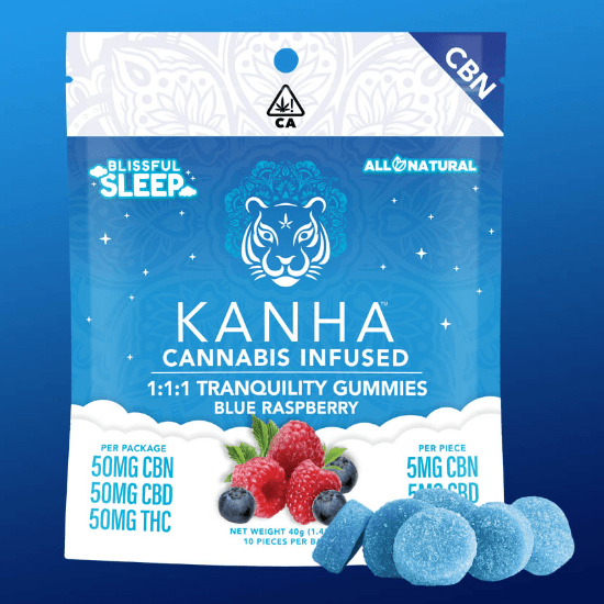 1:1:1 Blue Raspberry Tranquility 10pk 10mg Gummies