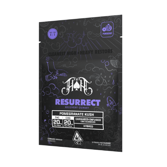 CBG Resurrect Recovery: Pomegranate Kush (100mg THC/ 100mg) - Hybrid