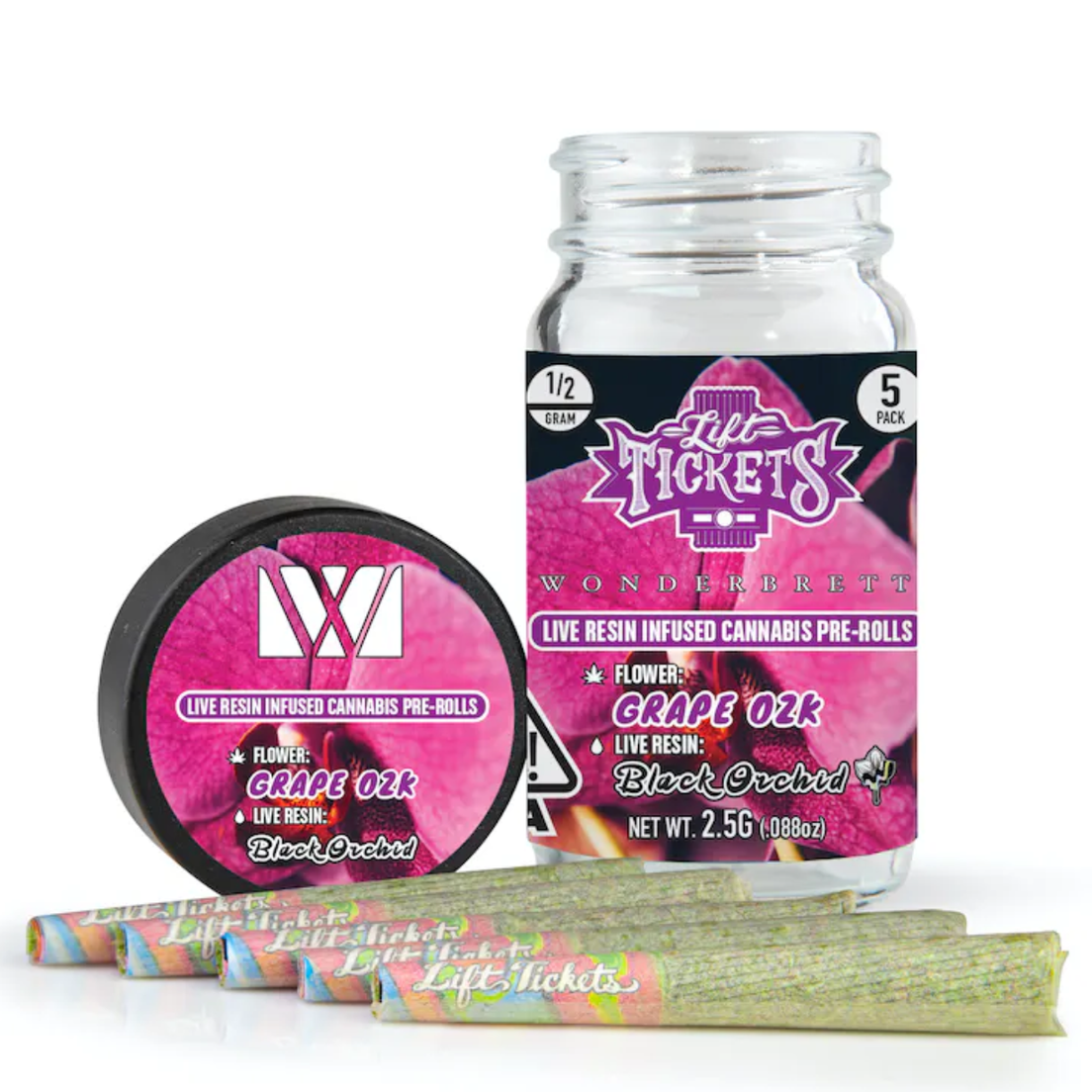 Lift Tickets 5pk Prerolls - Grape OZK x Black Orchid 39%