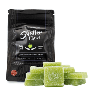 1000mg Indica Green Apple Shatter Chews by Euphoria Extractions (100mg x10)