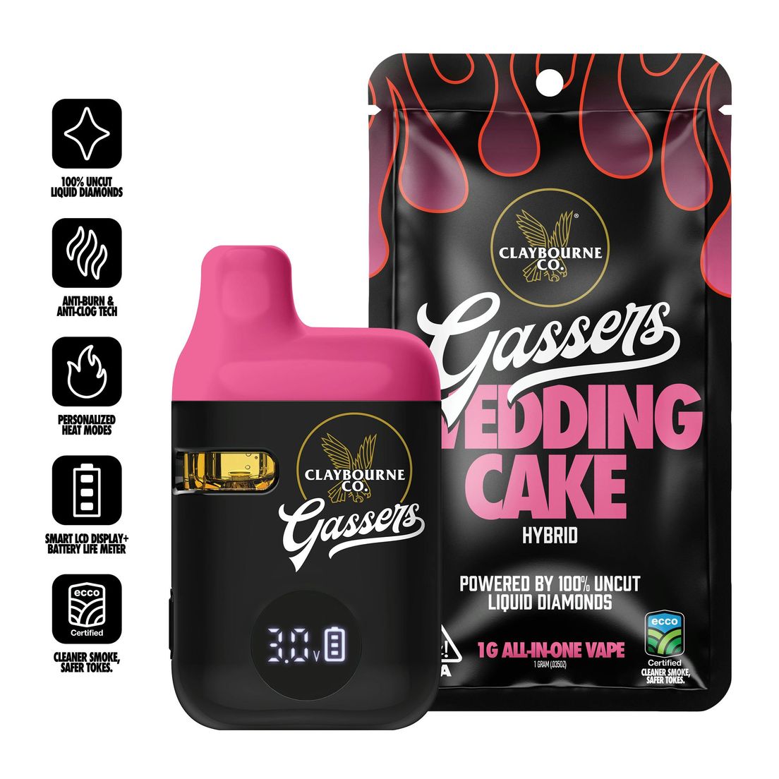 Claybourne Co. - Gassers Liquid Diamonds AIO - 1g - Wedding Cake