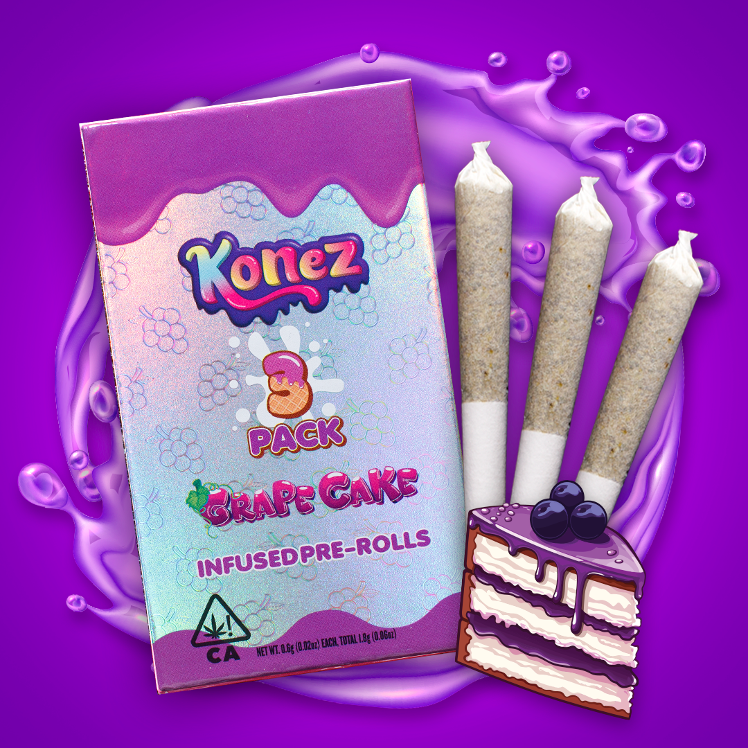 Grape Cake Infused Pre Rolls 3 Pack 1.8g - KONEZ