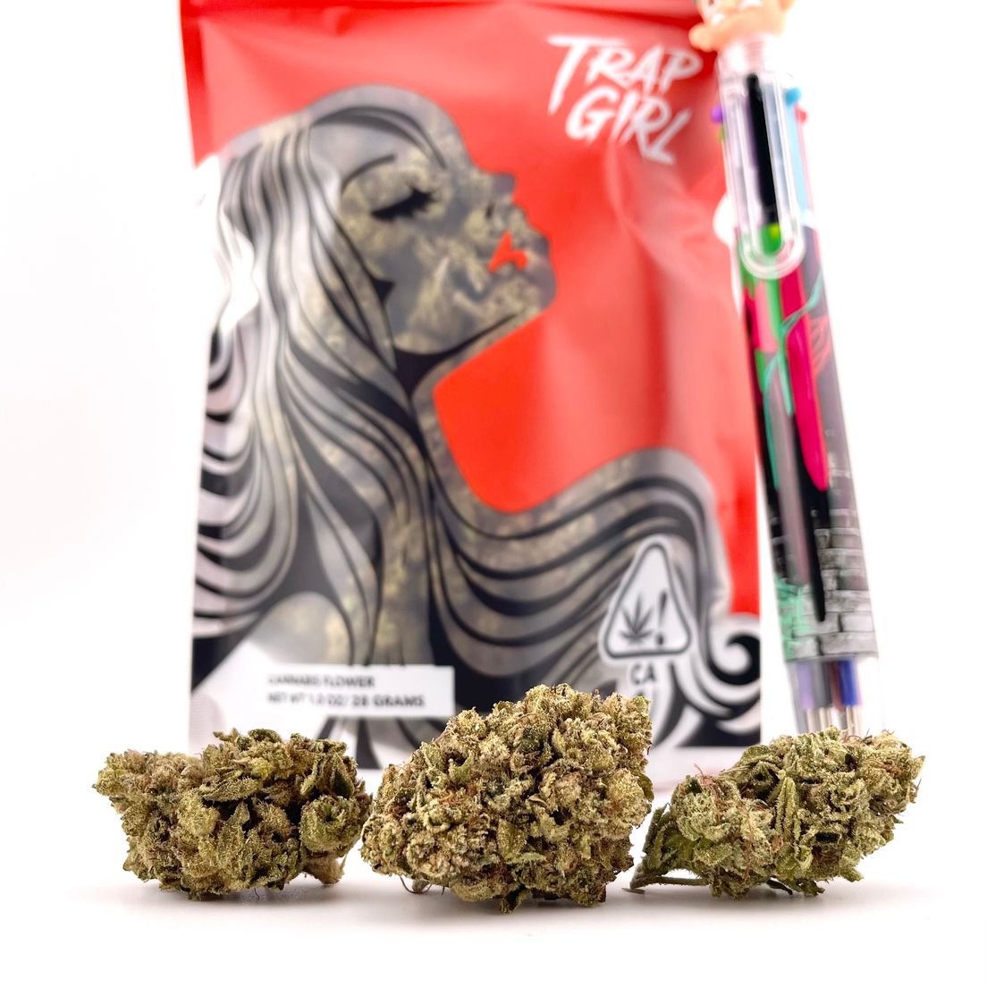 Deal! $89 1 oz. Tropical Cherry (24.04%/Sativa) - Trap Girl + Multi-Color Writing Pen