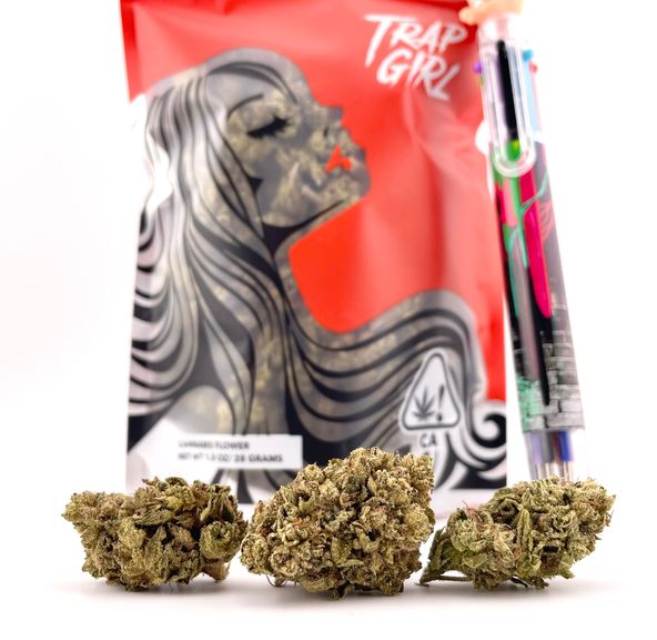 Deal! $89 1 oz. Tropical Cherry (24.04%/Sativa) - Trap Girl + Multi-Color Writing Pen