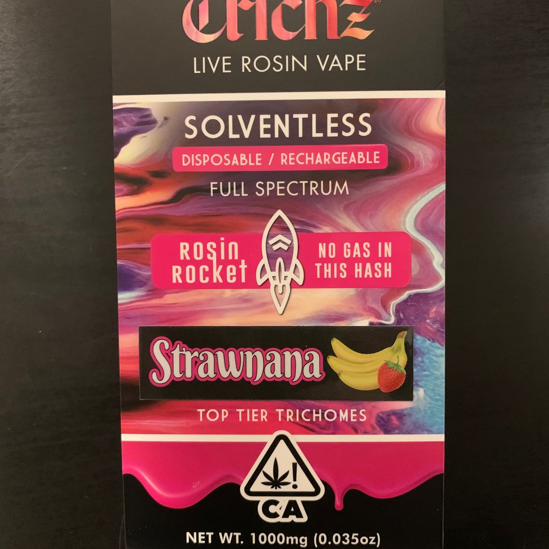 Trichz Live Rosin Disposable 1g - Strawnana 76%