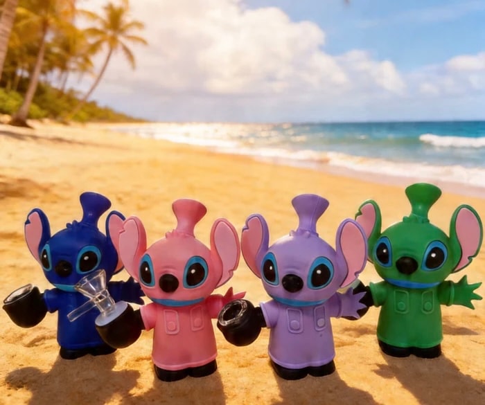 BDBS5" Cute Stitch-Inspired Silicone Water Pipe