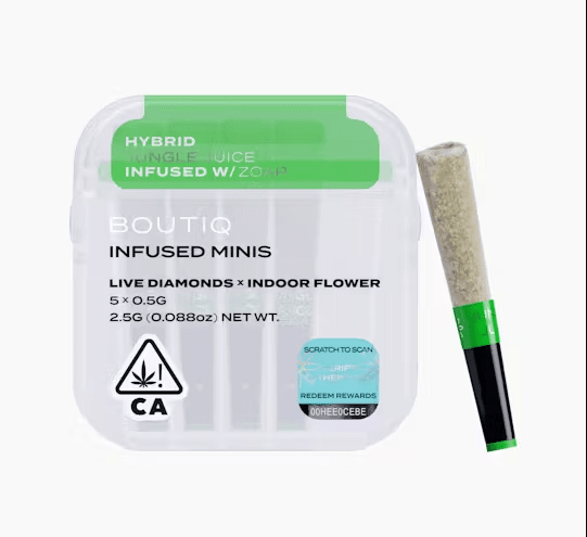 Boutiq Infused Mini Pre-roll 5pk Jungle Juice x ZOAP 2.5g