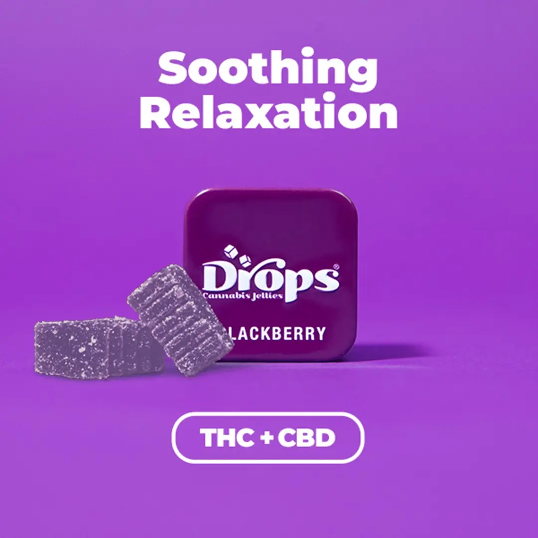 Drops Singles Blackberry Gummies 200mg CBD / 100mg THC