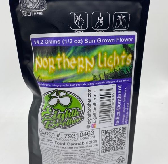 Northern Lights (indica) - 14g Flower (THC 29%) by 8th Bros **Buy 2 for $100**