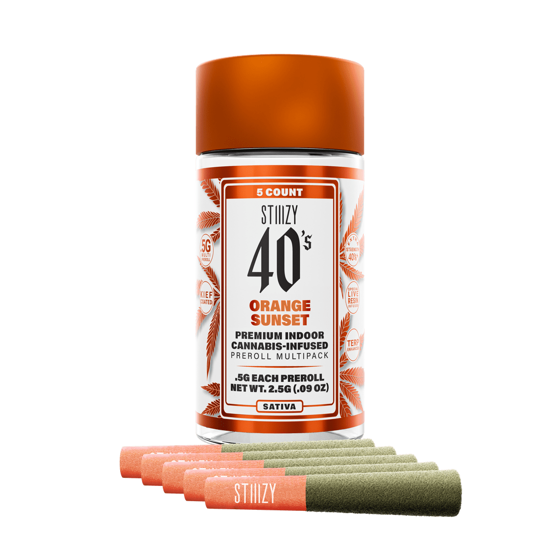STIIIZY | Infused Prerolls | 5 x .5g | 40's | Orange Sunset
