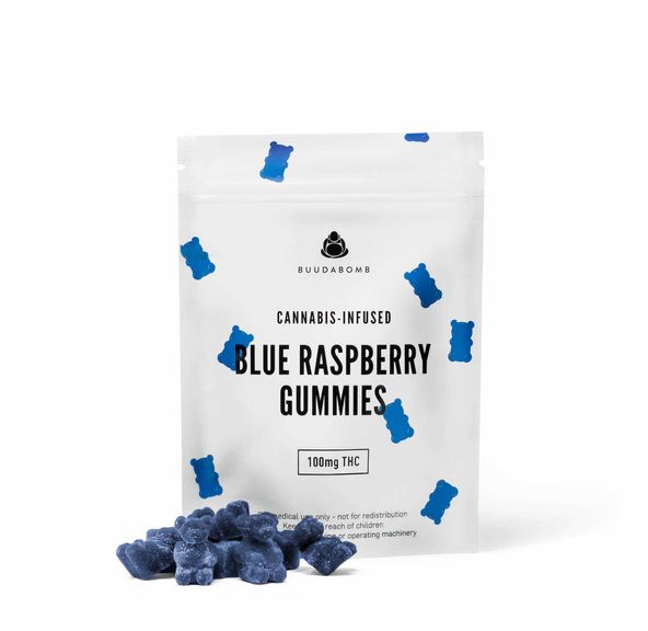 BUUDABOMB BLUE RASPBERRY GUMMIES 100mg