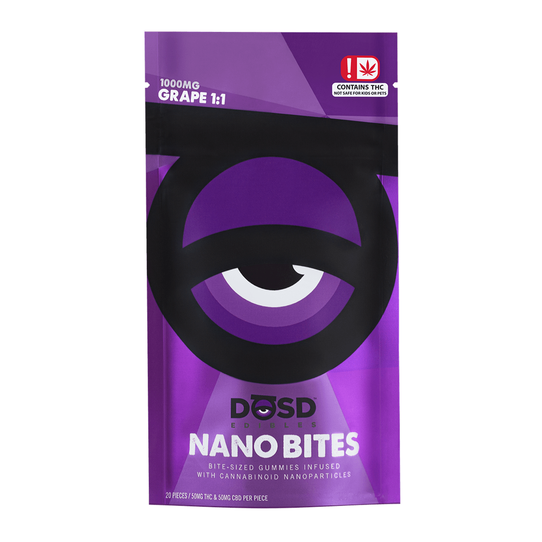 DOSD EDIBLES GRAPE INDICA 1:1 THC:CBD 1000MG