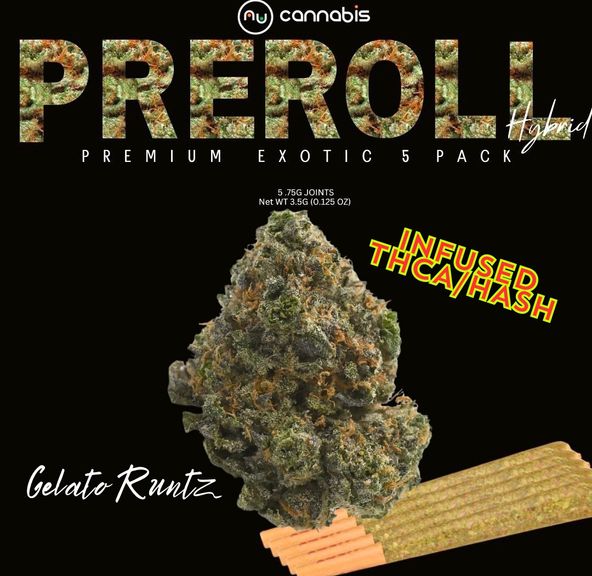 NuCannabis - Gelato Runtz 5 pack - PRE ROLL INFUSED