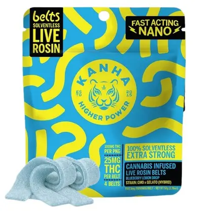 Kanha Solventless Rosin Sour Belts Blueberry Lemon Drop 100mg