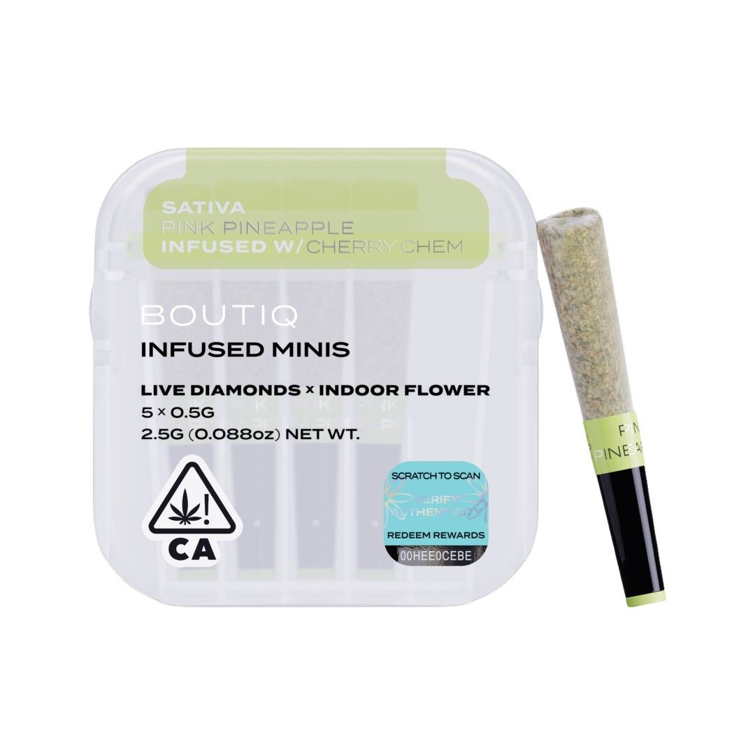 Boutiq Infused Mini Pre-roll 5pk Pink Pineapple x Cherry Chem 2.5g