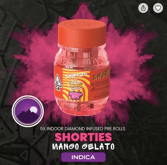 Bodega Boyz - Shorties Mango Gelato | 5 infused prerolls per Barrel